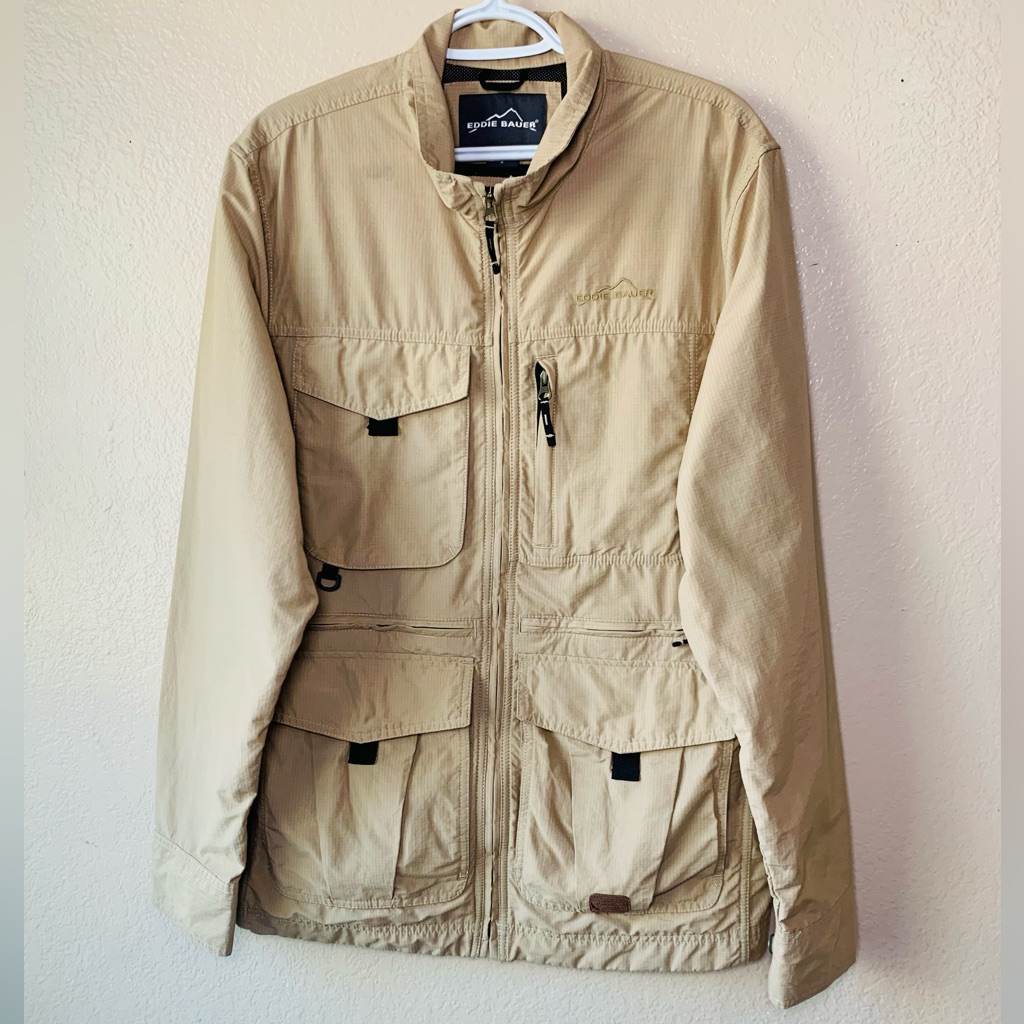 Eddie Bauer Tan Adventurer Ripstop Outdoors Camping Wind Jacket Size M